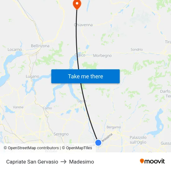 Capriate San Gervasio to Madesimo map
