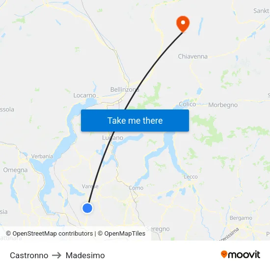 Castronno to Madesimo map