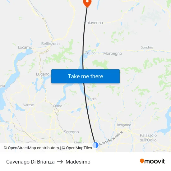 Cavenago di Brianza to Madesimo map