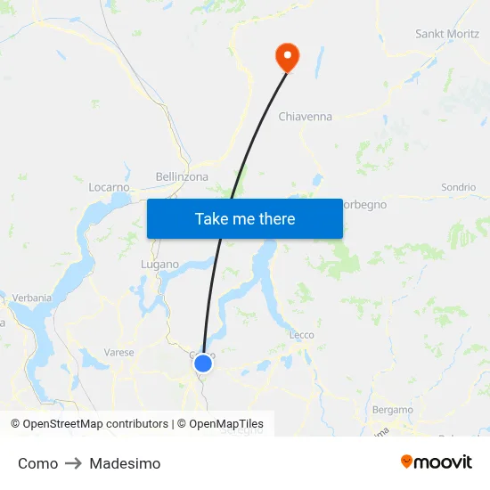 Como to Madesimo map