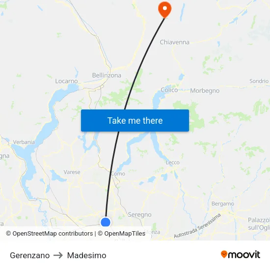 Gerenzano to Madesimo map