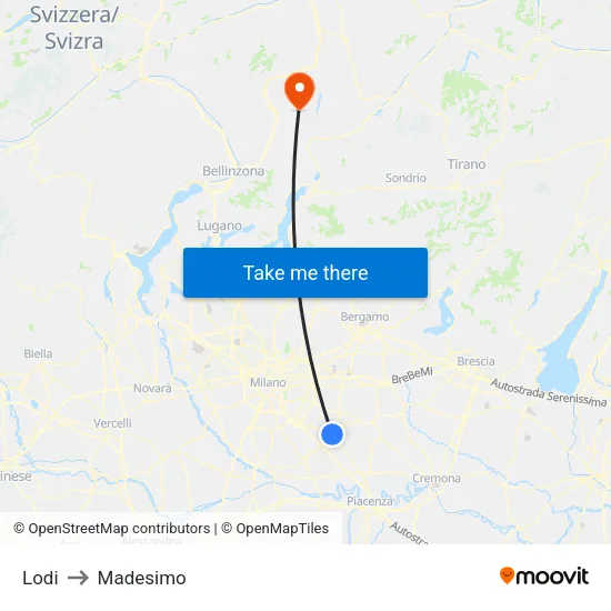 Lodi to Madesimo map
