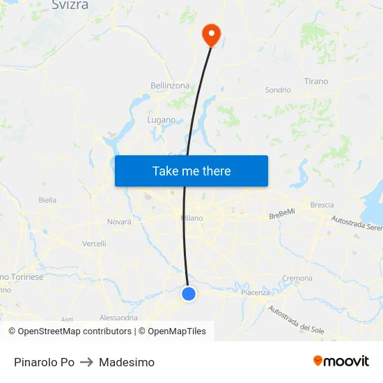 Pinarolo Po to Madesimo map