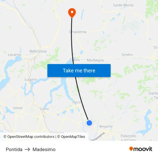 Pontida to Madesimo map