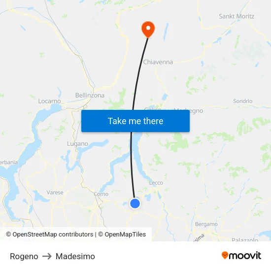 Rogeno to Madesimo map