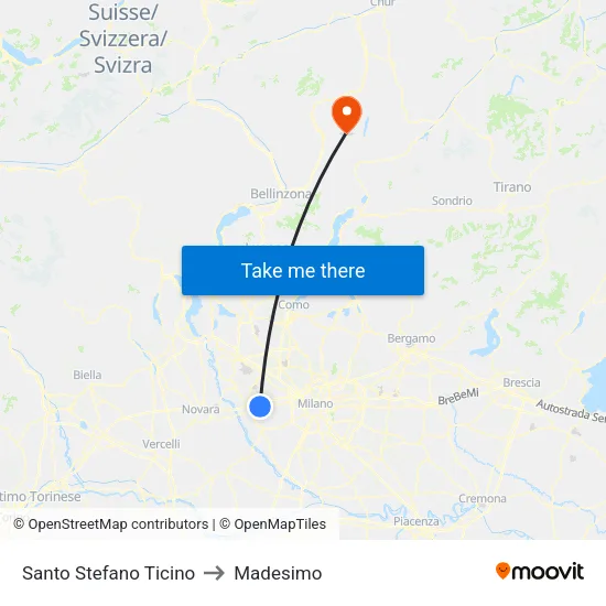 Santo Stefano Ticino to Madesimo map