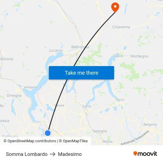 Somma Lombardo to Madesimo map