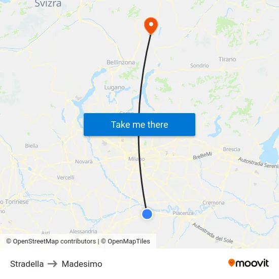 Stradella to Madesimo map