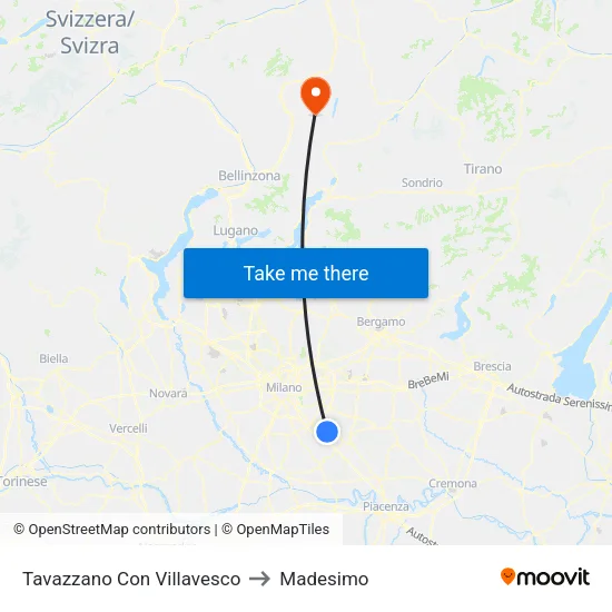 Tavazzano Con Villavesco to Madesimo map