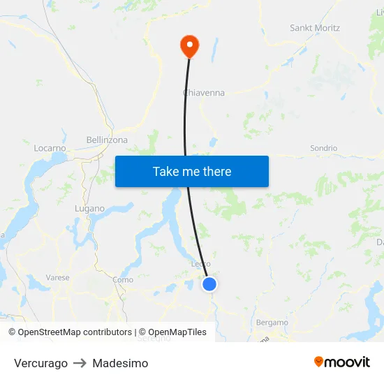 Vercurago to Madesimo map