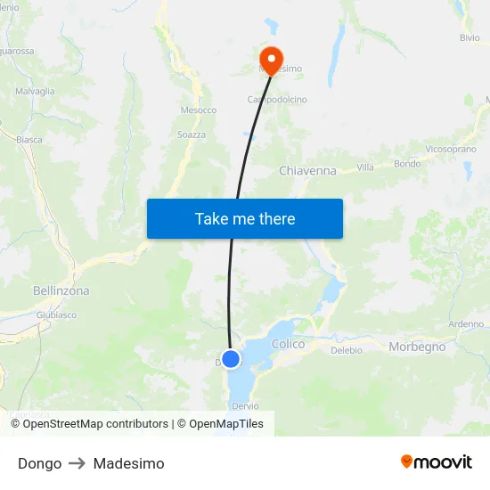 Dongo to Madesimo map
