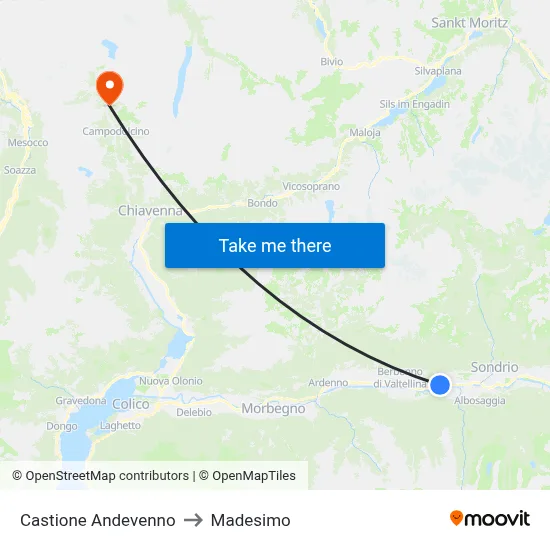 Castione Andevenno to Madesimo map