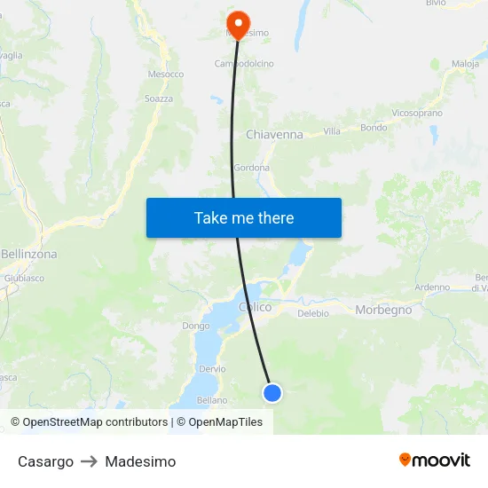 Casargo to Madesimo map