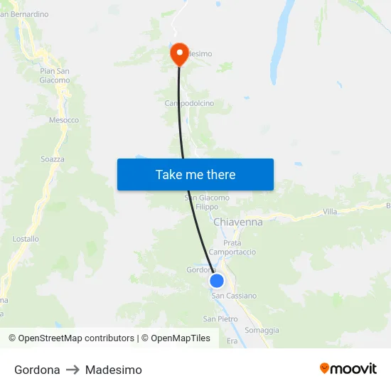 Gordona to Madesimo map