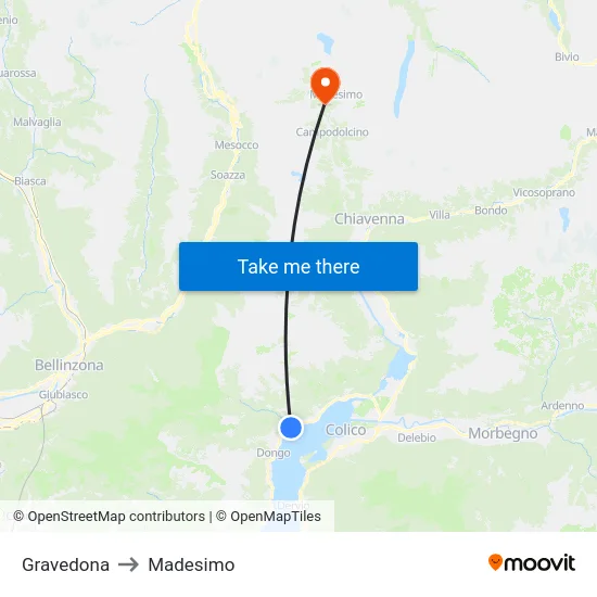 Gravedona to Madesimo map