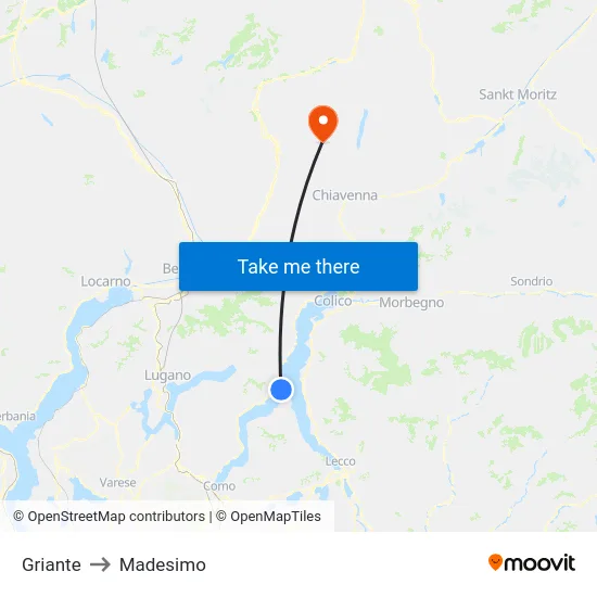 Griante to Madesimo map