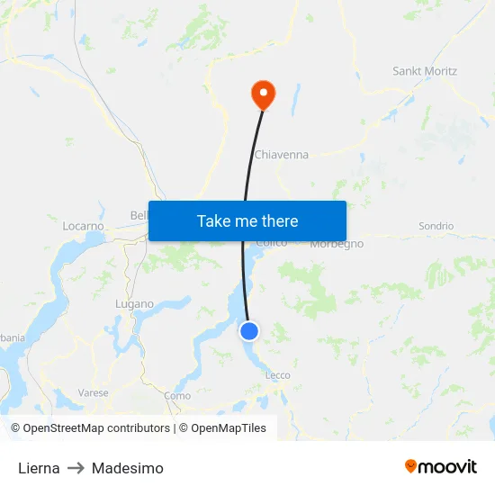 Lierna to Madesimo map
