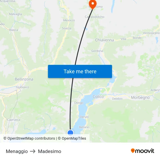 Menaggio to Madesimo map