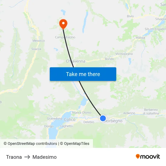 Traona to Madesimo map