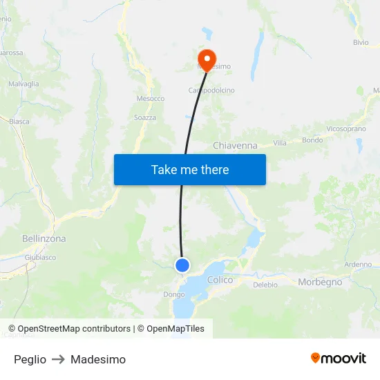 Peglio to Madesimo map