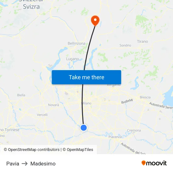 Pavia to Madesimo map