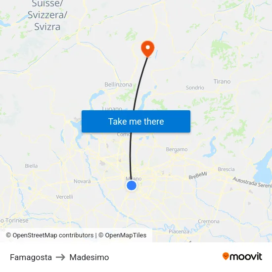 Famagosta to Madesimo map