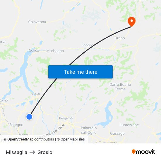 Missaglia to Grosio map