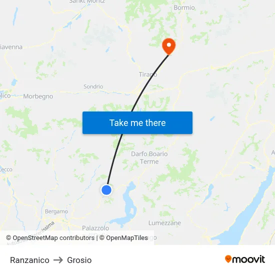 Ranzanico to Grosio map