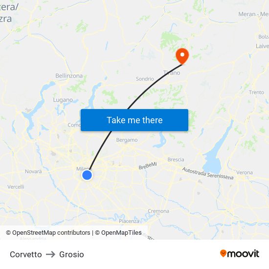 Corvetto to Grosio map