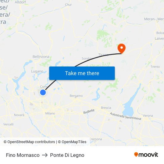Fino Mornasco to Ponte Di Legno map