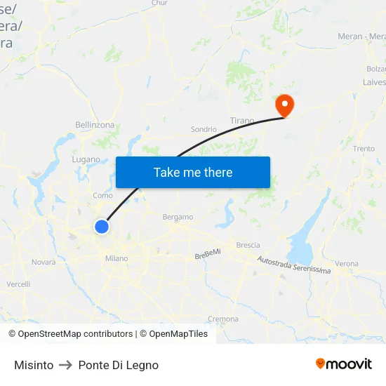 Misinto to Ponte Di Legno map