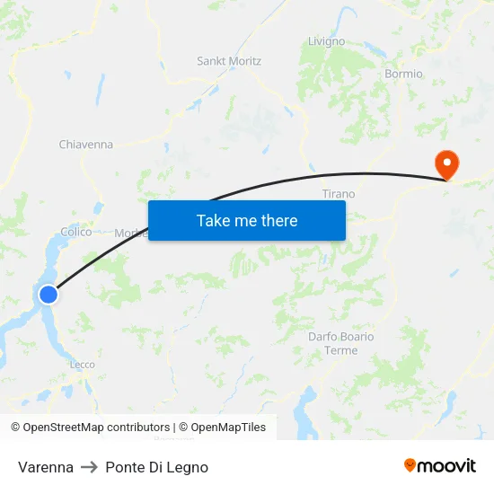 Varenna to Wooden Bridge map