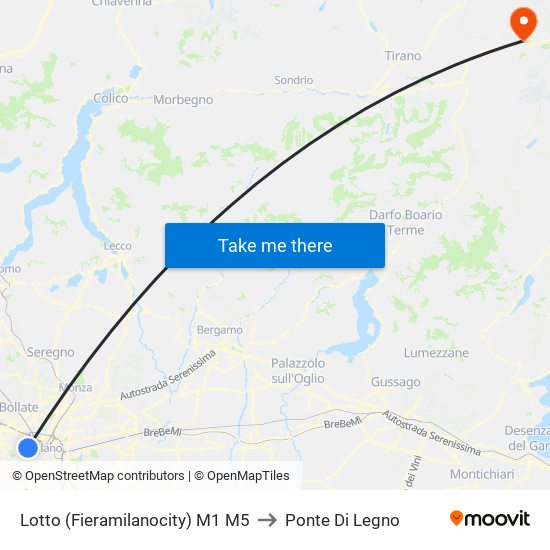 Lotto (Fieramilanocity) M1 M5 to Ponte Di Legno map