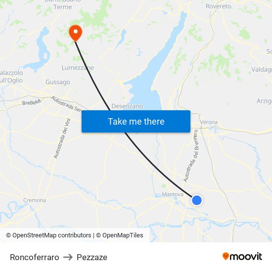 Roncoferraro to Pezzaze map
