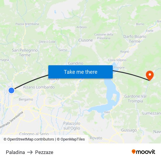 Paladina to Pezzaze map