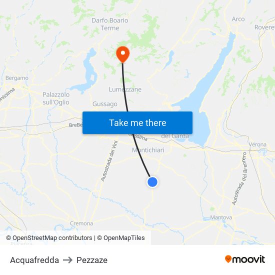 Acquafredda to Pezzaze map