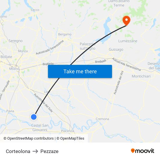 Corteolona to Pezzaze map
