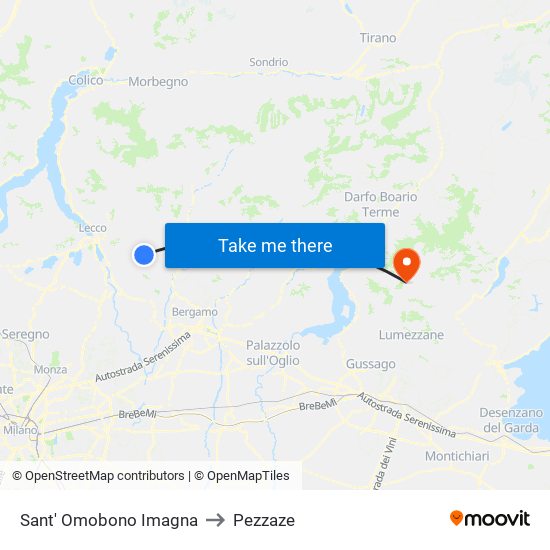 Sant' Omobono Imagna to Pezzaze map