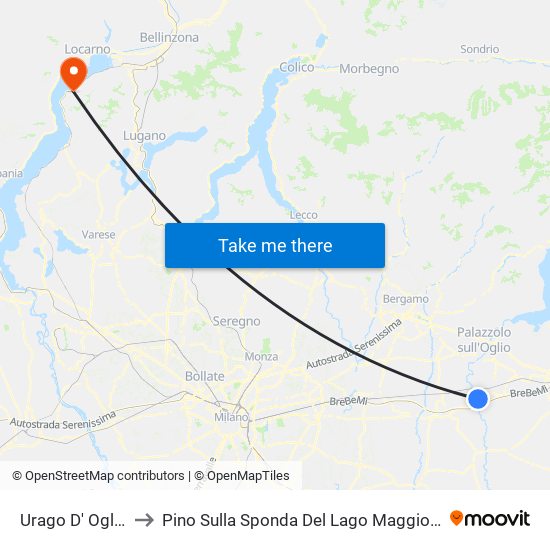 Urago D' Oglio to Pino Sulla Sponda Del Lago Maggiore map