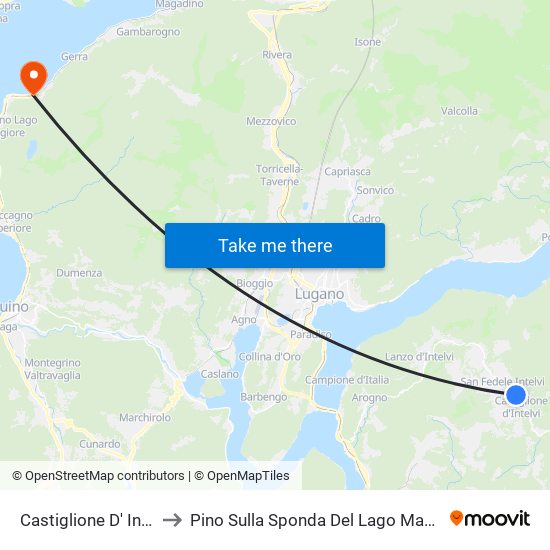 Castiglione D' Intelvi to Pino Sulla Sponda Del Lago Maggiore map