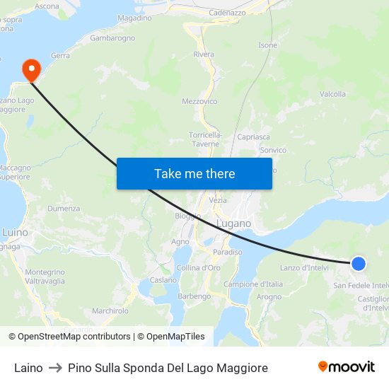Laino to Pino Sulla Sponda Del Lago Maggiore map