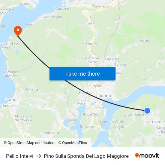 Pellio Intelvi to Pino Sulla Sponda Del Lago Maggiore map