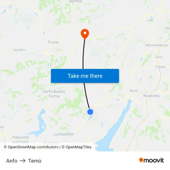 Anfo to Temù map