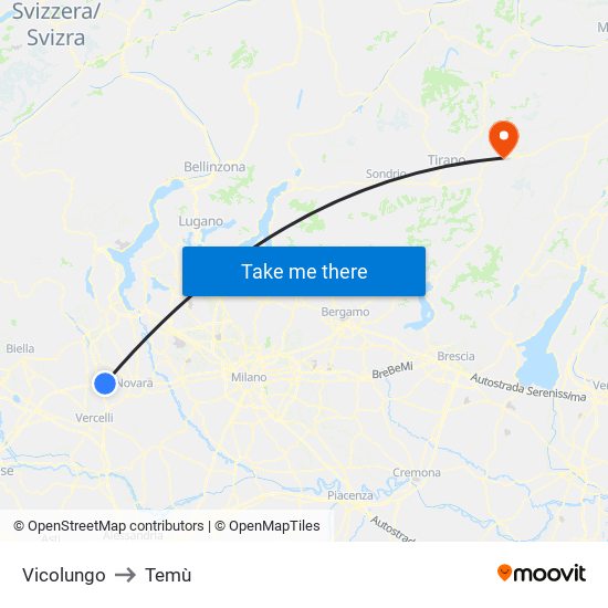 Vicolungo to Temù map