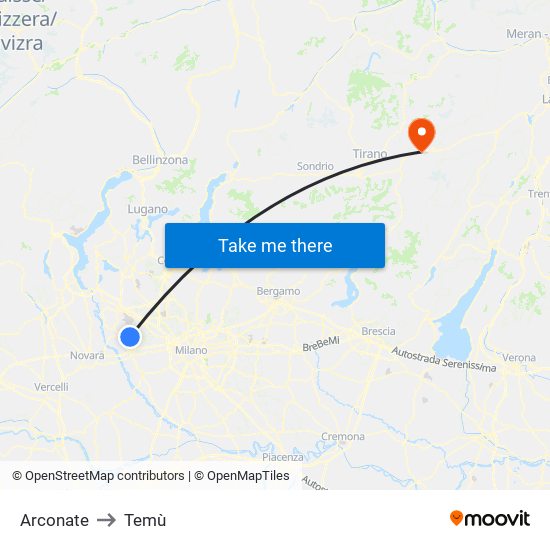Arconate to Temù map