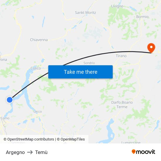 Argegno to Temù map