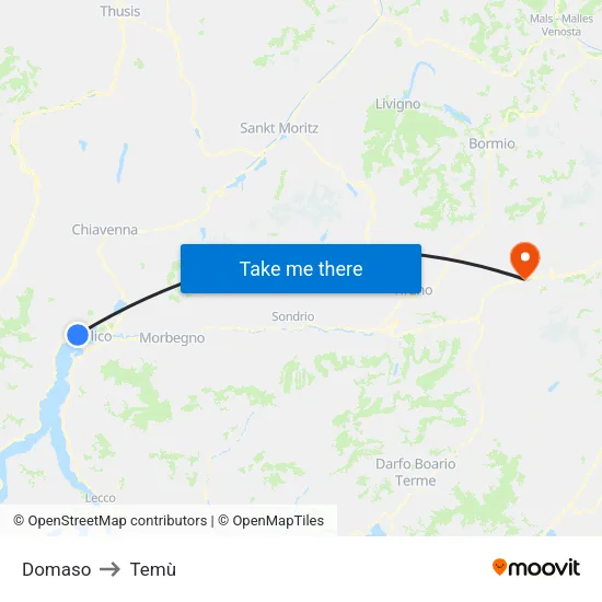 Domaso to Temù map
