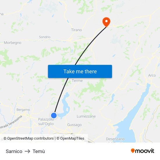 Sarnico to Temù map