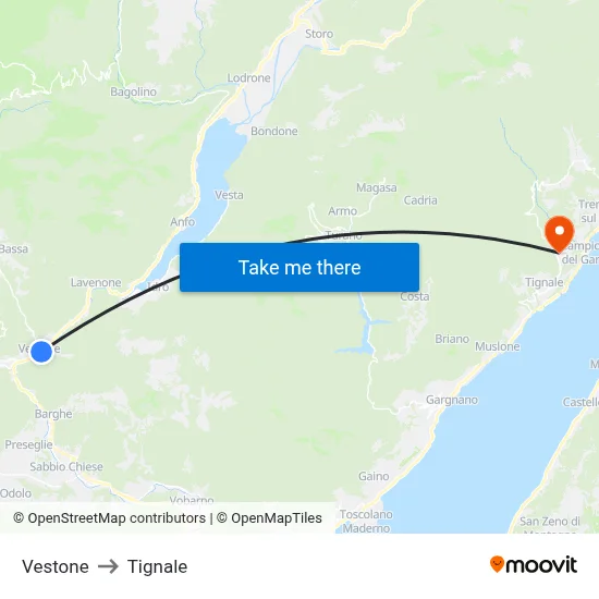Vestone to Tignale map