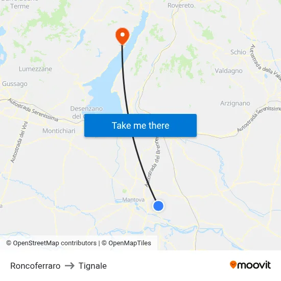 Roncoferraro to Tignale map